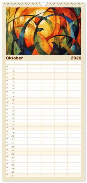 Produktbild: Familienplaner 2026 - Expressionistisch durchs Jahr mit 5 Spalten (Wandkalender, 21 x 45 cm) CALVENDO