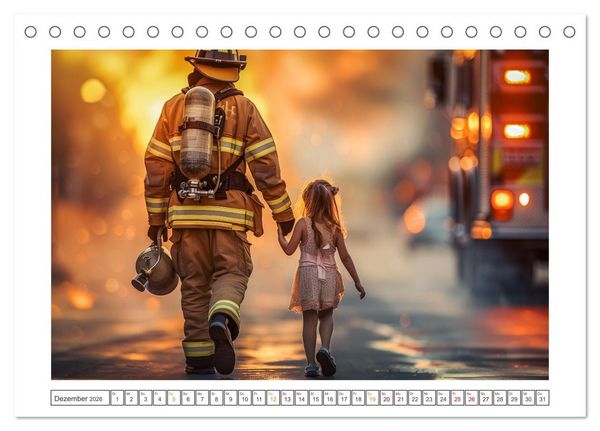 Produktbild: Helden im Einsatz - M&auml;nner und Frauen im Feuerwehrdienst (Tischkalender 2026 DIN A5 quer), CALVENDO Monatskalender