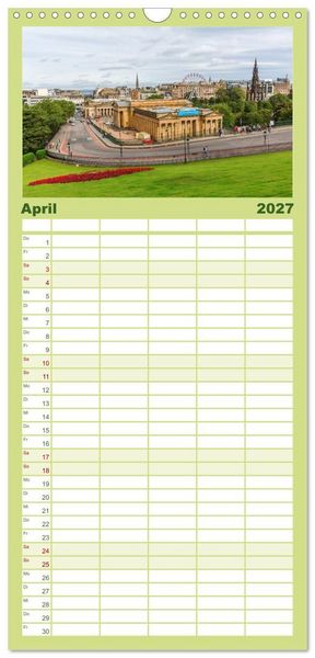 Produktbild: Familienplaner 2027 - Edinburgh - Impressionen aus der schottischen Hauptstadt mit 5 Spalten (Wandkalender, 21 x 45 cm) CALVENDO