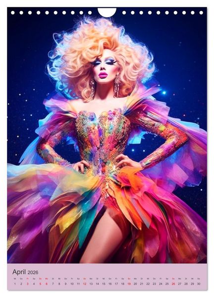 Produktbild: Dragqueens. Drag- und Travestie Kunst. Illustrationen (Wandkalender 2026 DIN A4 hoch), CALVENDO Monatskalender