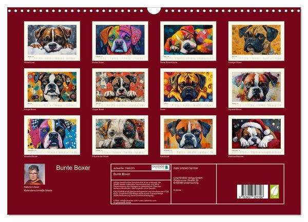 Produktbild: Bunte Boxer (Wandkalender 2026 DIN A3 quer), CALVENDO Monatskalender
