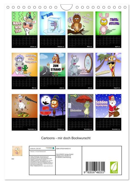 Produktbild: Cartoons - mir doch Bockwurscht (Wandkalender 2026 DIN A4 hoch), CALVENDO Monatskalender