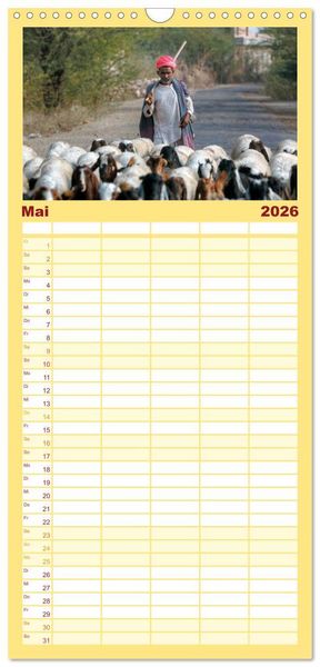 Produktbild: Familienplaner 2026 - Indiens Gesichter mit 5 Spalten (Wandkalender, 21 x 45 cm) CALVENDO