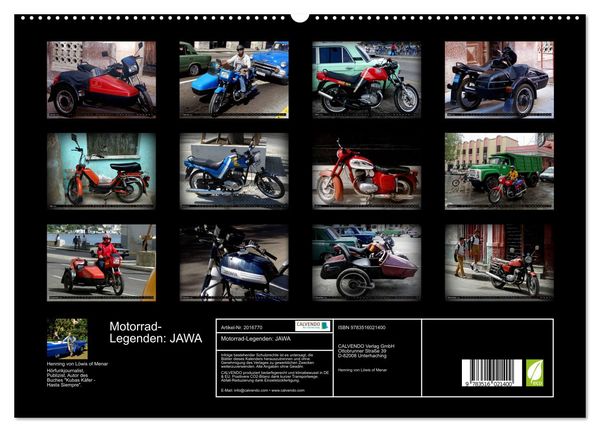 Produktbild: Motorrad-Legenden: JAWA (hochwertiger Premium Wandkalender 2026 DIN A2 quer), Kunstdruck in Hochglanz