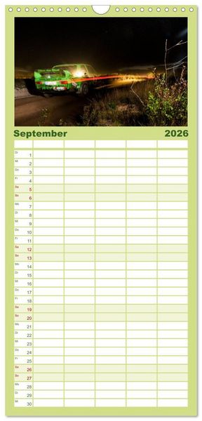 Produktbild: Familienplaner 2026 - Rallye Faszination 2026 mit 5 Spalten (Wandkalender, 21 x 45 cm) CALVENDO