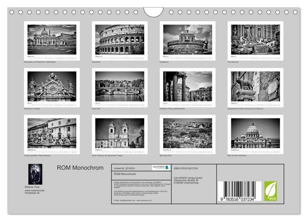 Produktbild: ROM Monochrom (Wandkalender 2026 DIN A4 quer), CALVENDO Monatskalender