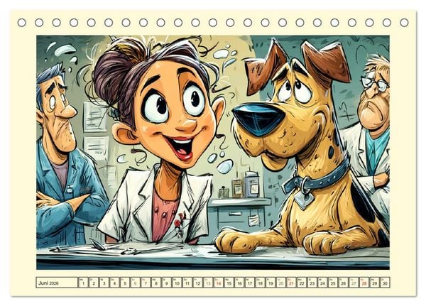 Produktbild: Beim Tierarzt! Tierisch schr&auml;ge Besuche in der Vetklinik (Tischkalender 2026 DIN A5 quer), CALVENDO Monatskalender