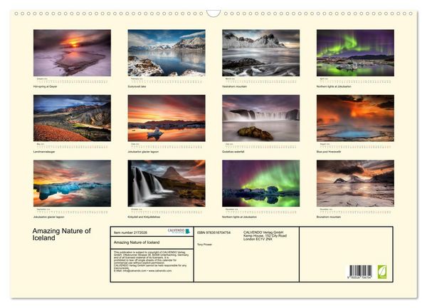 Produktbild: Amazing Nature of Iceland (Wall Calendar 2026 DIN A2 landscape), CALVENDO 12 Month Wall Calendar