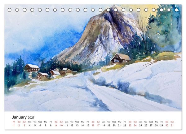 Produktbild: WATERCOLOR IMPRESSIONS (Desk Calendar 2027 DIN A5 landscape), CALVENDO 12 Month DeskCalendar