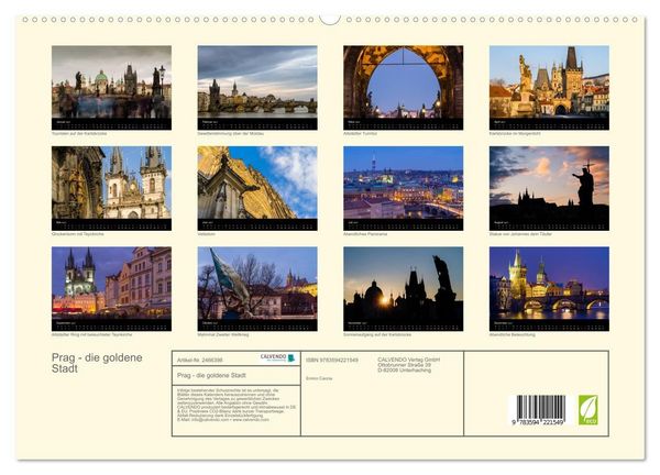 Produktbild: Prag - die goldene Stadt (hochwertiger Premium Wandkalender 2027 DIN A2 quer), Kunstdruck in Hochglanz