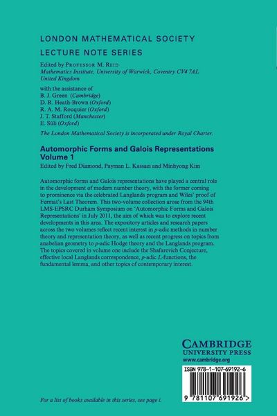 Produktbild: Automorphic Forms and Galois Representations