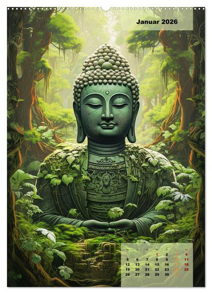 Produktbild: Jade Buddha - Finde die innere Mitte (hochwertiger Premium Wandkalender 2026 DIN A2 hoch), Kunstdruck in Hochglanz