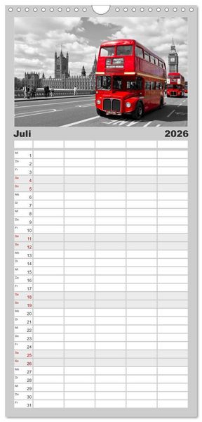 Produktbild: Familienplaner 2026 - LONDON Urbaner Flair mit 5 Spalten (Wandkalender, 21 x 45 cm) CALVENDO