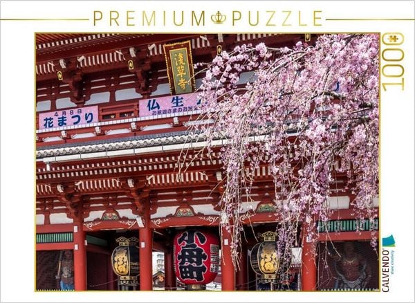 CALVENDO Puzzle TOKIO Asakusa mit Hozomon Tor zur Kirschblüte | 1000 Teile Lege-Größe 64x48cm Foto-Puzzle für glückliche Stunden