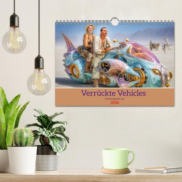Produktbild: Verr&uuml;ckte Vehicles &ndash; Erfindungsgeist pur (Wandkalender 2026 DIN A4 quer), CALVENDO Monatskalender