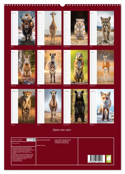 Produktbild: Ganz von vorn (hochwertiger Premium Wandkalender 2026 DIN A2 hoch), Kunstdruck in Hochglanz