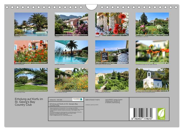 Produktbild: Erholung auf Korfu im St. Georg's Bay Country Club (Wandkalender 2026 DIN A4 quer), CALVENDO Monatskalender