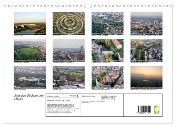 Produktbild: &Uuml;ber den D&auml;chern von Leipzig (Wandkalender 2026 DIN A3 quer), CALVENDO Monatskalender