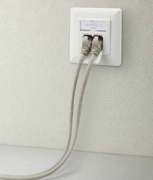 Produktbild: Renkforce Netzwerkdose Unterputz Einsatz CAT 6 2 Port Reinwei&szlig;
