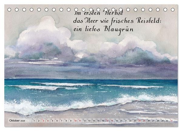Produktbild: Aquarelle und Haiku von Basho (Tischkalender 2026 DIN A5 quer), CALVENDO Monatskalender