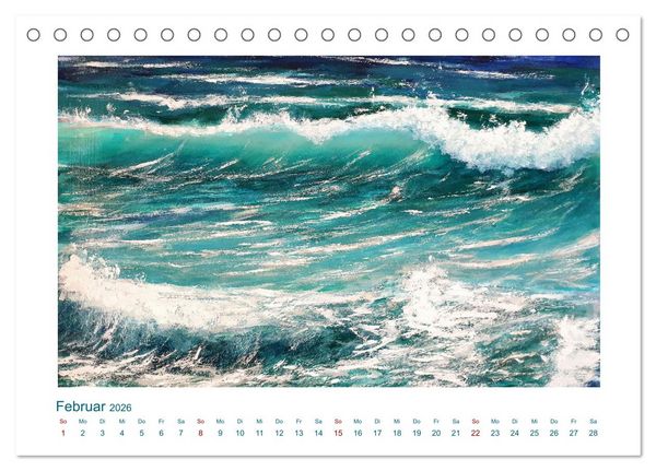Produktbild: Wellenbrausen - Gemalte Wellen von Michaela Spreider (Tischkalender 2026 DIN A5 quer), CALVENDO Monatskalender