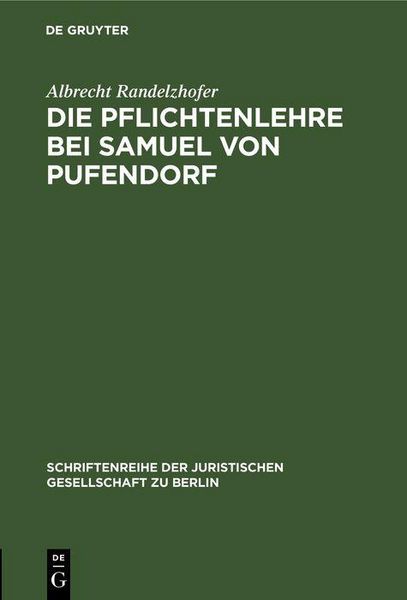 Produktbild: Die Pflichtenlehre bei Samuel von Pufendorf