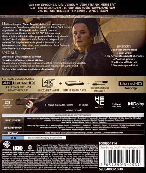 Produktbild: Dune: Prophecy - Staffel 1 (3x 4K Ultra HD) (+ 3x Blu-ray)
