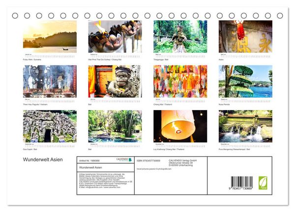 Produktbild: Wunderwelt Asien (Tischkalender 2026 DIN A5 quer), CALVENDO Monatskalender