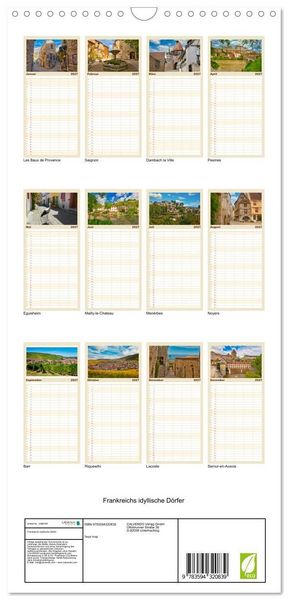 Produktbild: Familienplaner 2027 - Frankreichs idyllische D&ouml;rfer mit 5 Spalten (Wandkalender, 21 x 45 cm) CALVENDO