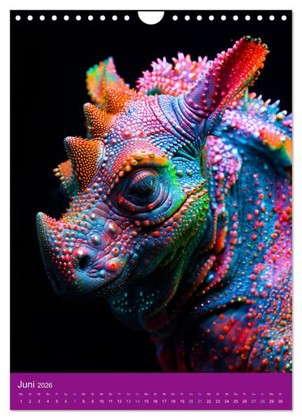 Produktbild: Neon-Evolution - Fluoreszierende Fantasietiere der KI-Welt (Wandkalender 2026 DIN A4 hoch), CALVENDO Monatskalender