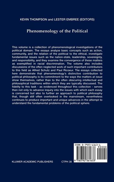 Produktbild: Phenomenology of the Political