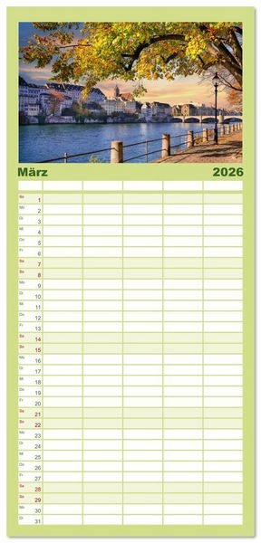 Produktbild: Familienplaner 2026 - Vater Rhein von der Quelle bis zur M&uuml;ndung mit 5 Spalten (Wandkalender, 21 x 45 cm) CALVENDO
