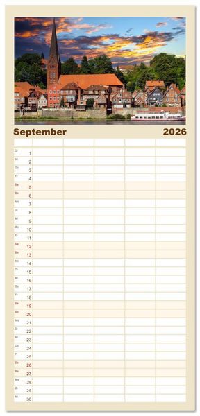 Produktbild: Familienplaner 2026 - Die malerische Elbe mit 5 Spalten (Wandkalender, 21 x 45 cm) CALVENDO