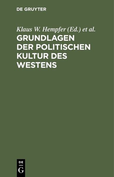 Produktbild: Grundlagen der politischen Kultur des Westens