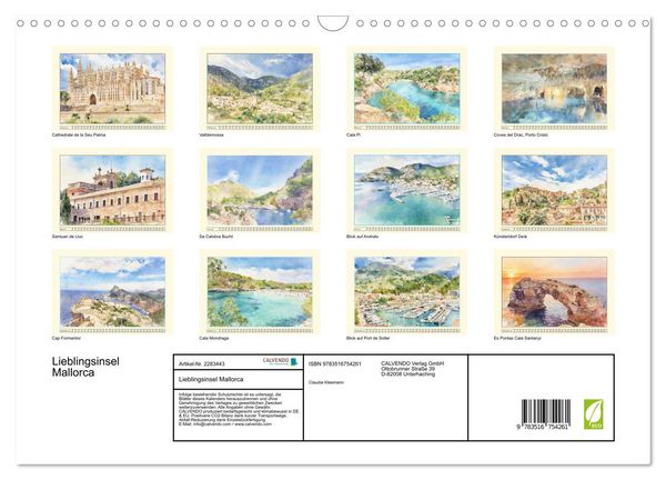 Produktbild: Lieblingsinsel Mallorca (Wandkalender 2027 DIN A3 quer), CALVENDO Monatskalender