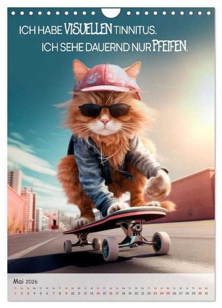 Produktbild: COOLE KATZEN Spr&uuml;cheklopfer (Wandkalender 2026 DIN A4 hoch), CALVENDO Monatskalender