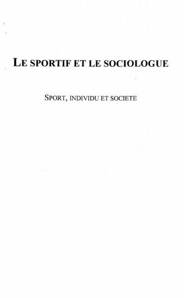 Produktbild: Le Sportif Et Le Sociologue