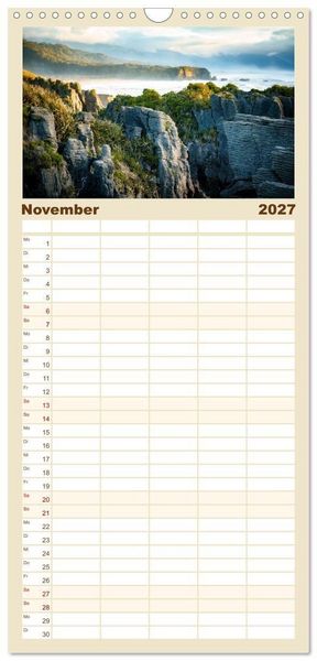 Produktbild: Familienplaner 2027 - Nat&uuml;rlich Neuseeland mit 5 Spalten (Wandkalender, 21 x 45 cm) CALVENDO