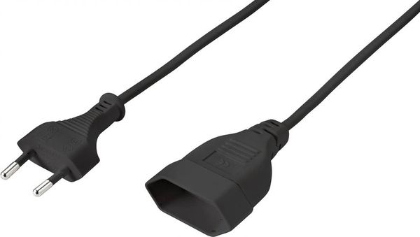 Sygonix SY-5044230 Strom Verlängerungskabel Schwarz 0.20m H03VVH2-F 2X 0,75mm²