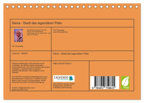 Produktbild: Siena - Stadt des legend&auml;ren Palio (Tischkalender 2026 DIN A5 quer), CALVENDO Monatskalender