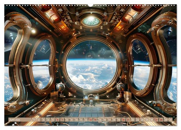 Produktbild: Steampunk im Weltall (hochwertiger Premium Wandkalender 2026 DIN A2 quer), Kunstdruck in Hochglanz