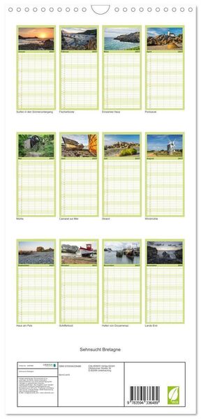 Produktbild: Familienplaner 2027 - Sehnsucht Bretagne mit 5 Spalten (Wandkalender, 21 x 45 cm) CALVENDO
