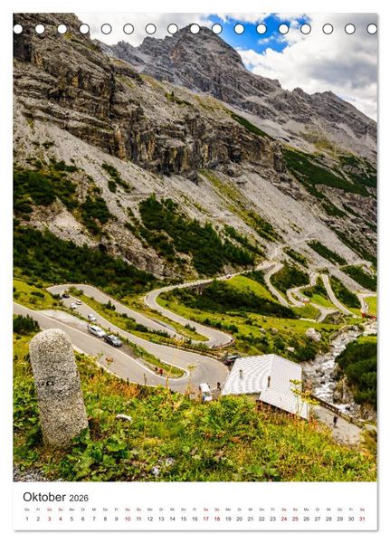 Produktbild: GEBIRGSP&Auml;SSE &Ouml;sterreich - Schweiz - Italien (Tischkalender 2026 DIN A5 hoch), CALVENDO Monatskalender