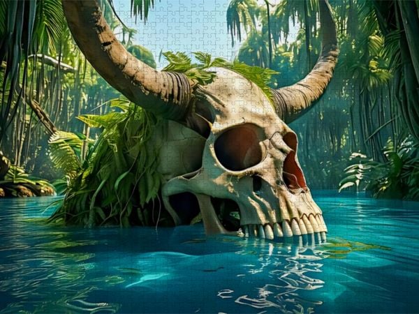Produktbild: CALVENDO Puzzle Der Sch&auml;del in der Karibik | 1000 Teile Lege-Gr&ouml;&szlig;e 64x48cm Foto-Puzzle f&uuml;r gl&uuml;ckliche Stunden