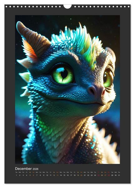 Produktbild: Enchanted Dragons: A year full of little wonders (Wall Calendar 2026 DIN A3 portrait), CALVENDO 12 Month Wall Calendar