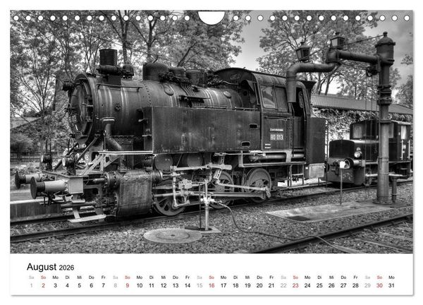 Produktbild: Unter Dampf - Eisenbahnromantik in schwarz-wei&szlig; (Wandkalender 2026 DIN A4 quer), CALVENDO Monatskalender
