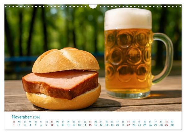 Produktbild: Leberk&auml;se-Kalender - Die Leberk&auml;ssemmel aus Bayern (Wandkalender 2026 DIN A3 quer), CALVENDO Monatskalender