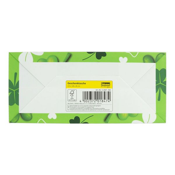 Produktbild: Idena Geschenktasche Gl&uuml;cksklee gr&uuml;n 18x23x8cm 128 g/m&sup2;