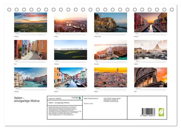 Produktbild: Italien - einzigartige Motive (Tischkalender 2026 DIN A5 quer), CALVENDO Monatskalender