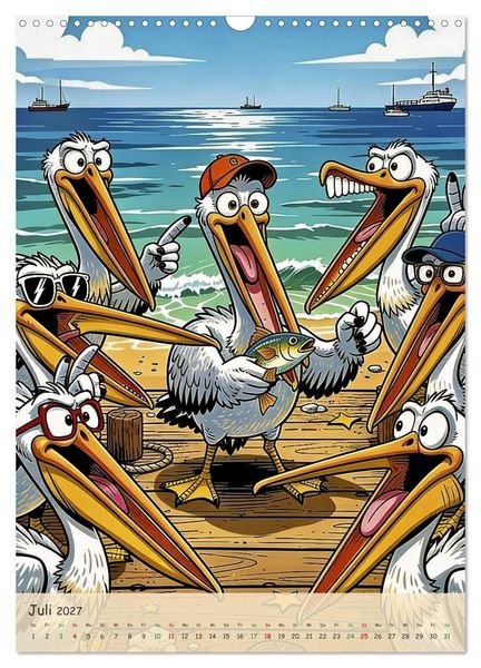 Produktbild: Lustige Pelikane - Comic (Wandkalender 2027 DIN A3 hoch), CALVENDO Monatskalender